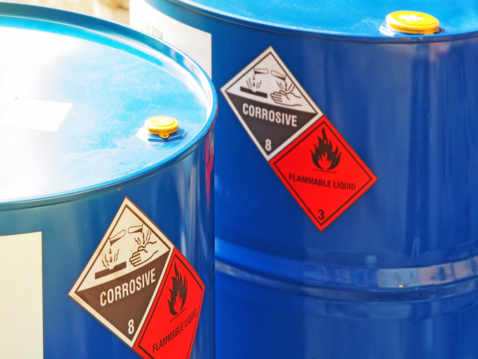 custom outdoor labels on blue barrels